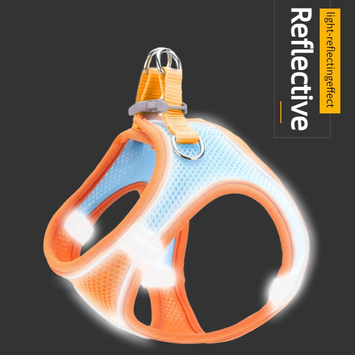 Breathable Reflective Pet Harness Set: Vest-Style Dog Harness + Leash - Blue-XXS