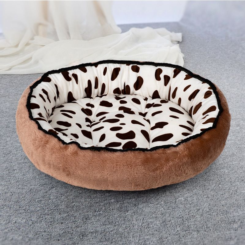 Winter Warm Round Pet Bed Arctic Fleece High Resilience Four Seasons Bed for Cat Dog
