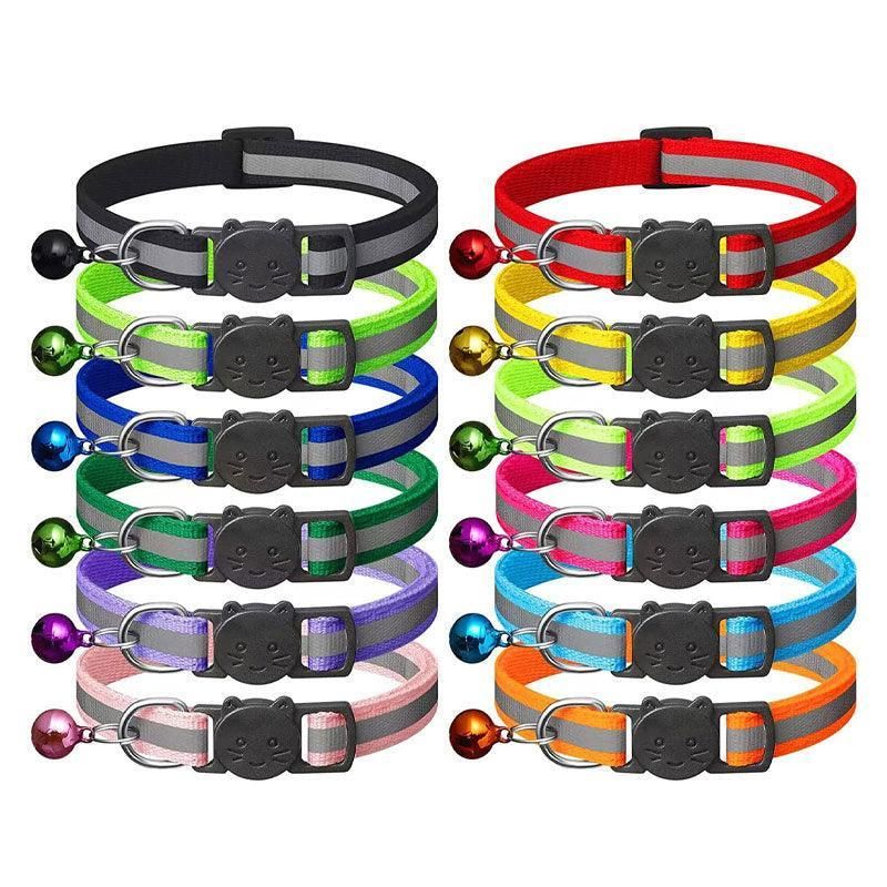Reflective Cat Collar with Breakaway Buckle and Bell Adjustable for Small Pet Use - Light Green