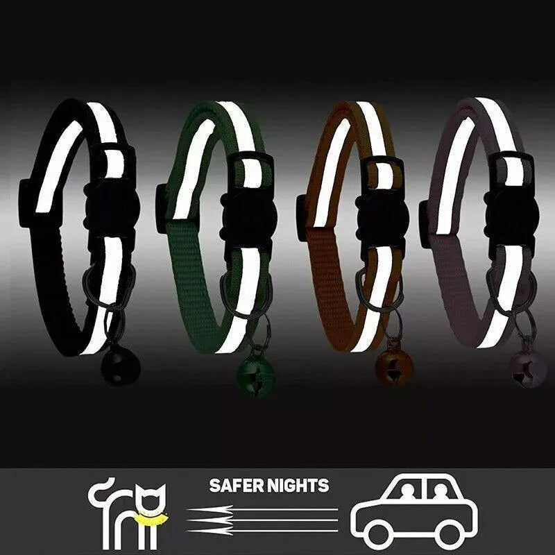 Reflective Cat Collar with Breakaway Buckle and Bell Adjustable for Small Pet Use - Light Green
