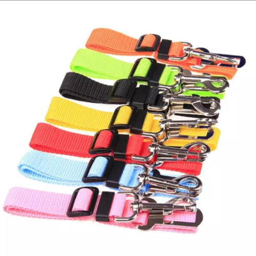 Adjustable Pet Harness Lead for Car Travel with Clip Attachment Nylon Restraint Strap - Orange