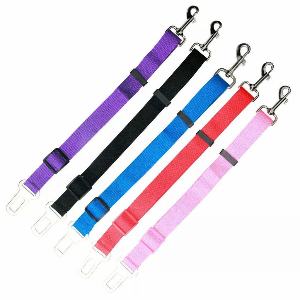 Adjustable Pet Harness Lead for Car Travel with Clip Attachment Nylon Restraint Strap - Yellow