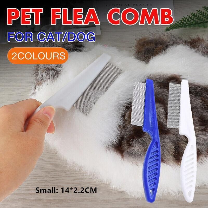 1PC Small Fine Toothed Flea Flee Metal Nit Head Hair Lice Comb with Handle - Blue