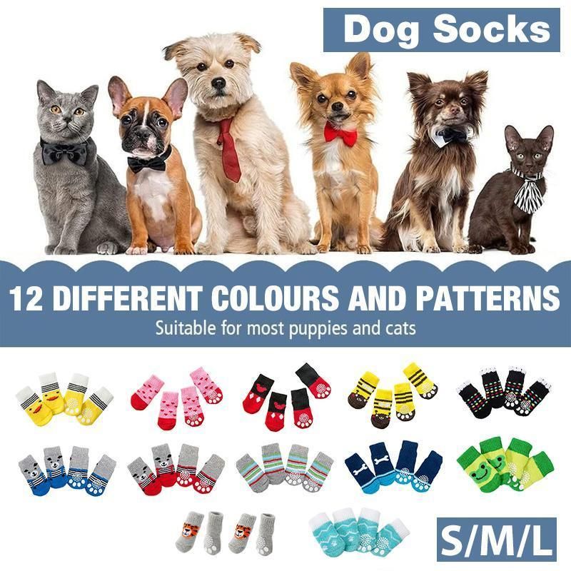 Dog Socks Non-Slip Grip Slip Anti-Slip - Puppy Cat Pet Shoes Slippers S Size - Red Heart