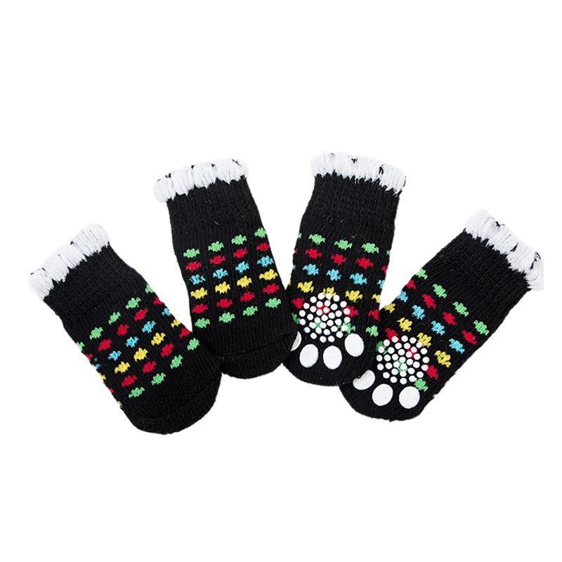 Dog Socks Non-Slip Grip Slip Anti-Slip - Puppy Cat Pet Shoes Slippers M Size - Red Heart