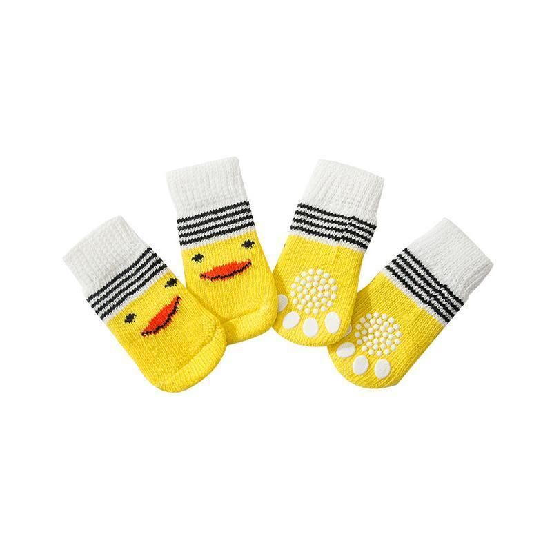 Non Slip Pet Socks for Dogs and Cats Knitted Paw Protector with Grips L Size - Red Heart