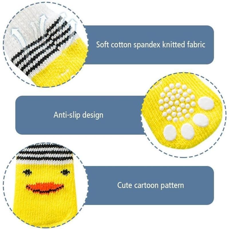 Non Slip Pet Socks for Dogs and Cats Knitted Paw Protector with Grips L Size - Red Mickey