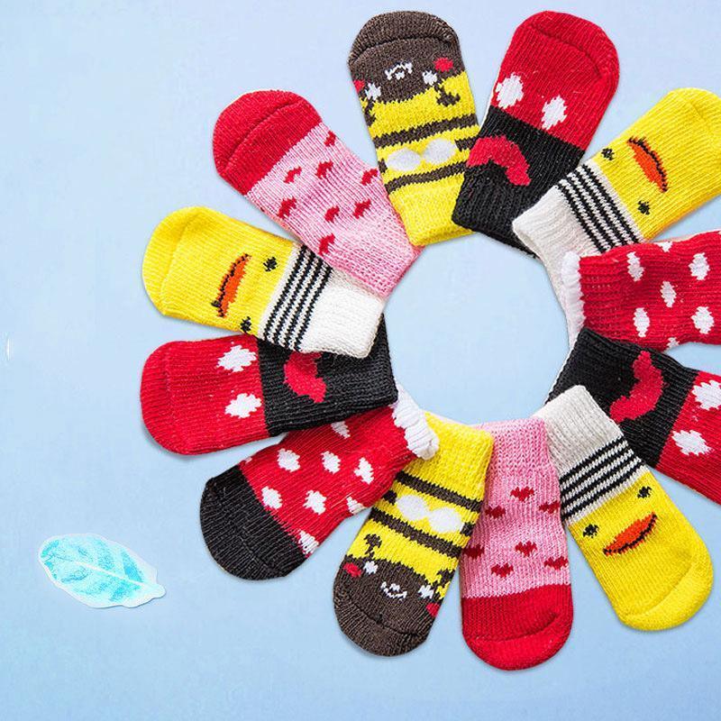 Dog Socks Non-Slip Grip Slip Anti-Slip - Puppy Cat Pet Shoes Slippers M Size - Grey stripes