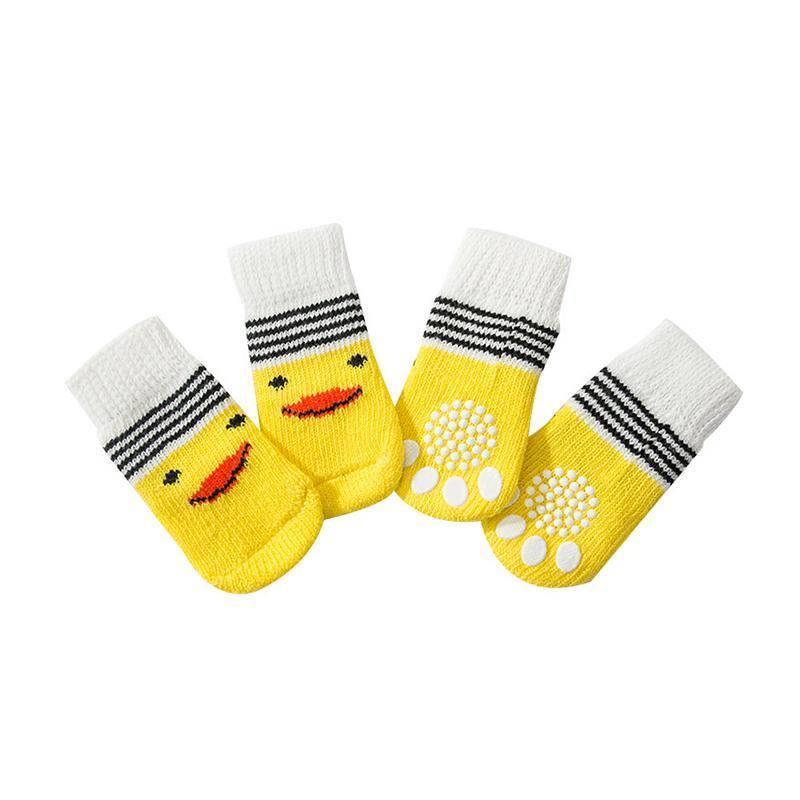 Dog Socks Non-Slip Grip Slip Anti-Slip - Puppy Cat Pet Shoes Slippers M Size - Grey stripes