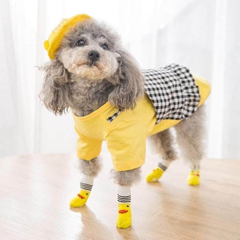 Dog Socks Non-Slip Grip Slip Anti-Slip - Puppy Cat Pet Shoes Slippers M Size - Water green ripples