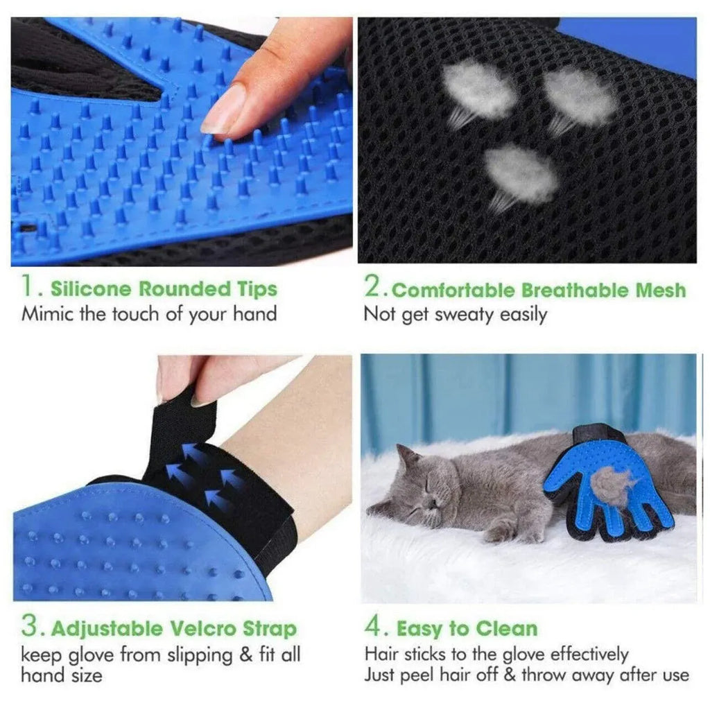 Pet Dog Cat Massage Hair Removal Grooming Comb Touch Cleaning Brush Magic Glove - Red Right Hand