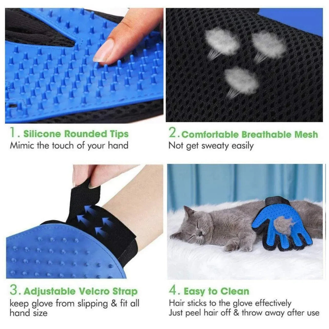 Pet Dog Cat Massage Hair Removal Grooming Comb Touch Cleaning Brush Magic Glove - Red Right Hand