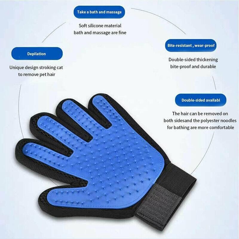 Pet Dog Cat Massage Hair Removal Grooming Comb Touch Cleaning Brush Magic Glove - Red Right Hand