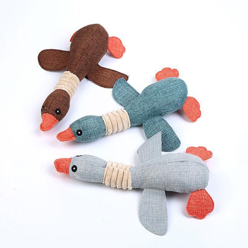 Squeaky Dog Toy Plush Chew Rope Pet Puppy Toys with Squeaker Crinkle for Teething - Yellow Chicken