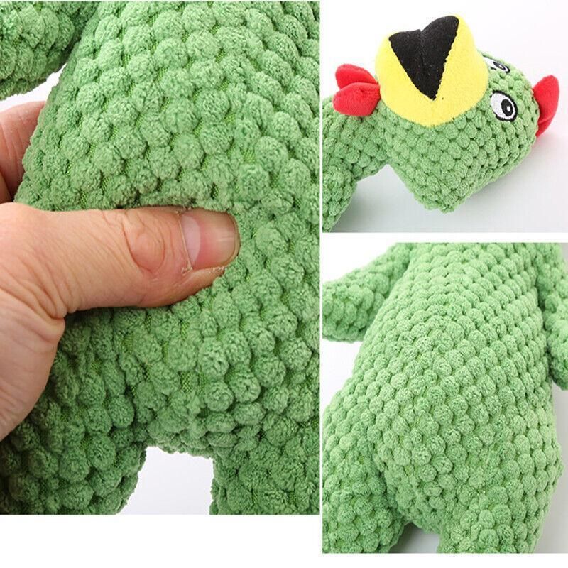 Squeaky Dog Toy Plush Chew Rope Pet Puppy Toys with Squeaker Crinkle for Teething - Yellow Chicken