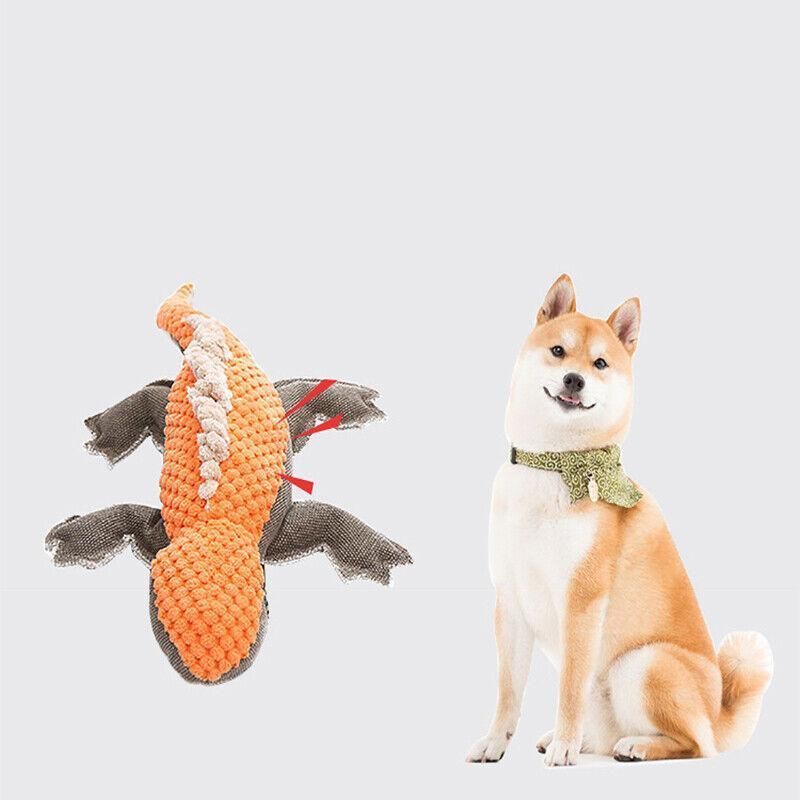Squeaky Dog Toy Plush Chew Rope Pet Puppy Toys with Squeaker Crinkle for Teething - Yellow Chicken