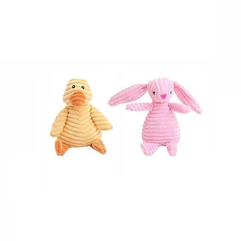 Squeaky Dog Toy Plush Chew Rope Pet Puppy Toys with Squeaker Crinkle for Teething - Yellow Chicken