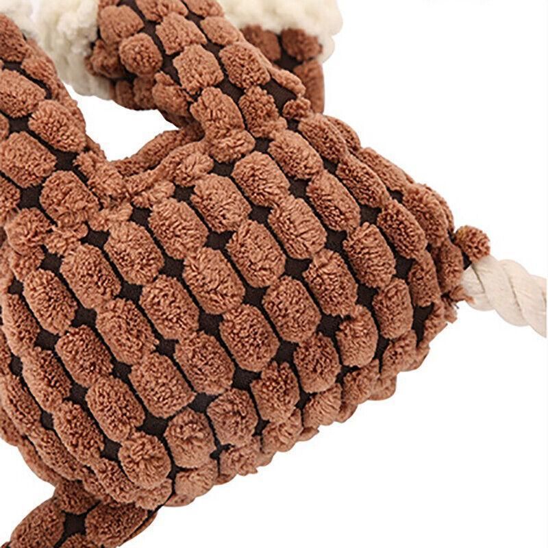 Squeaky Dog Toy Plush Chew Rope Pet Puppy Toys with Squeaker Crinkle for Teething - Yellow Chicken