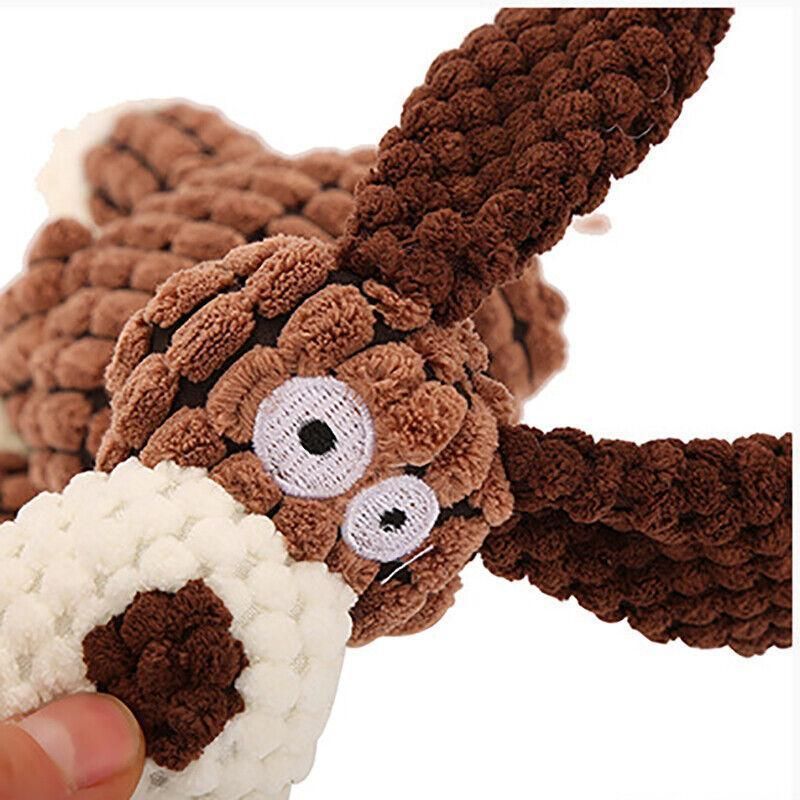 Squeaky Dog Toy Plush Chew Rope Pet Puppy Toys with Squeaker Crinkle for Teething - Yellow Chicken