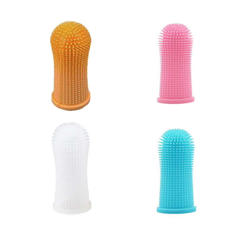 Premium Oral Care Dog Cat Toothbrush Finger Toothbrush Finger Silicone - Yellow