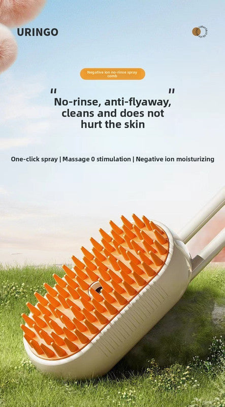 3 in 1 Electric Pet Spray Comb with Rotatable Handle Anti Static Grooming Brush for Cats and Dogs Massage Deshedding Tool Khaki