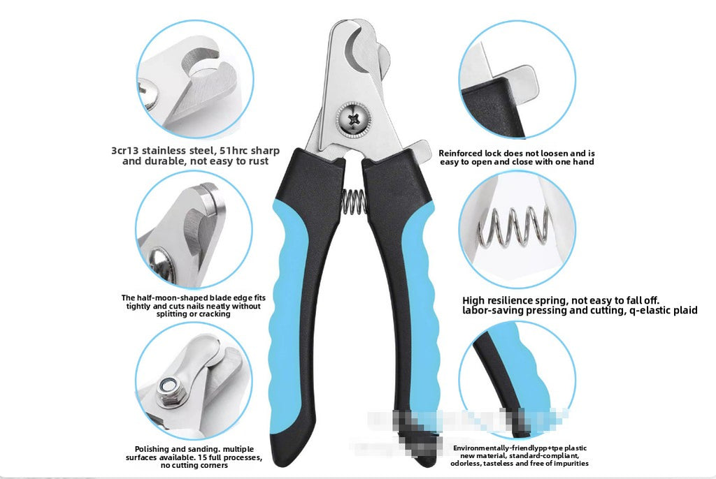 Pet Nail Clippers & File Set for Small Dogs Cats Stainless Steel Claw Trimmer with Safety Guard Non-Slip Handle Grooming Tool White & Pink