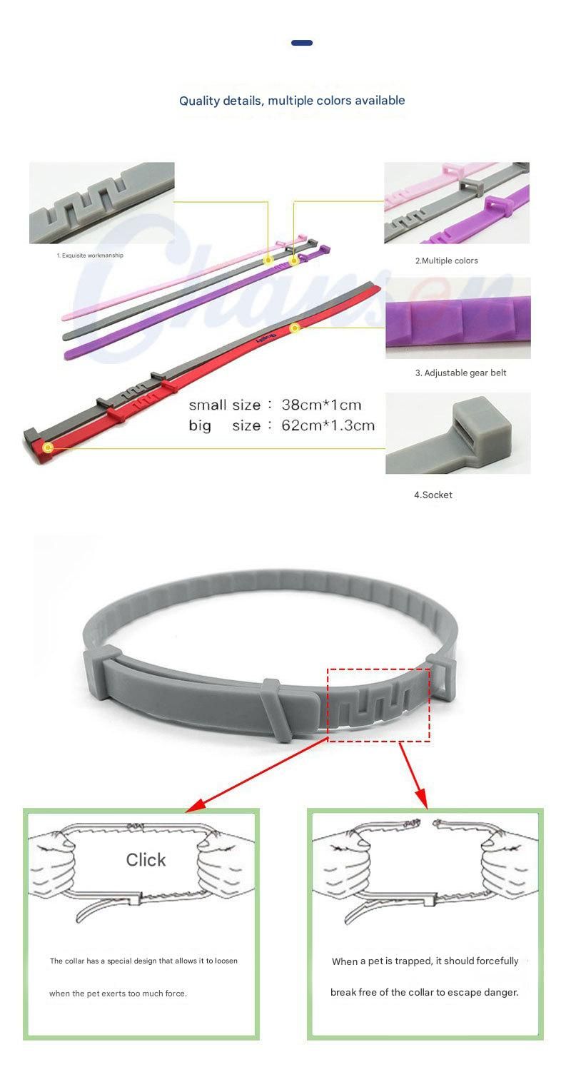 Grey 62cm Adjustable Flea and Tick Collar for Dogs and Cats - 8 Month Protection, Waterproof TPR Design with Safety Release - Repels Fleas, Ticks, and Mosquitoes for Small to Large Pets