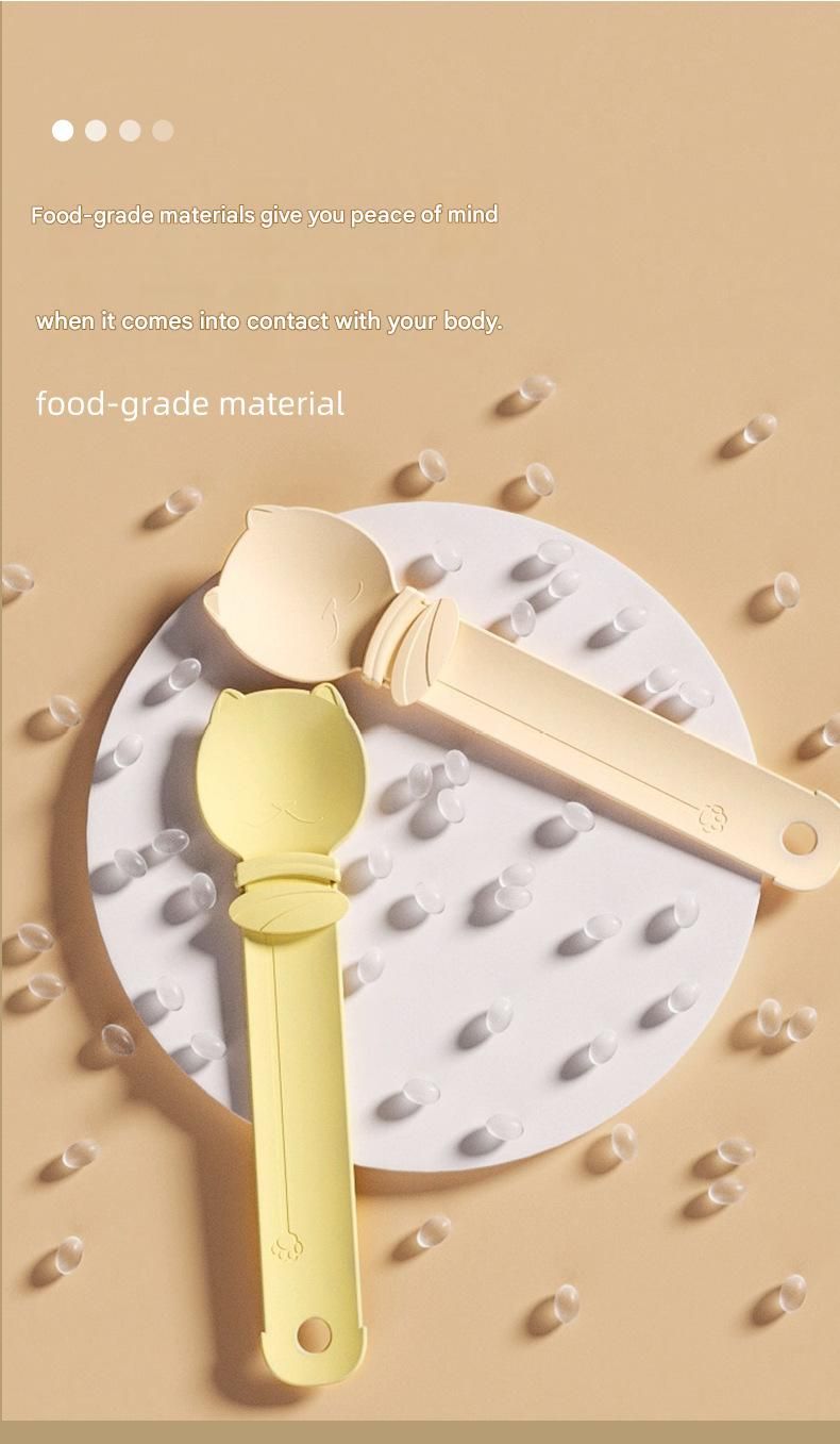 Green Cat Treat Spoon for Wet Food & Paste - Extra-Long PP Handle, Food-Grade Squeeze Feeder with Anti-Spill Bowl, Easy One-Handed Operation for Cats