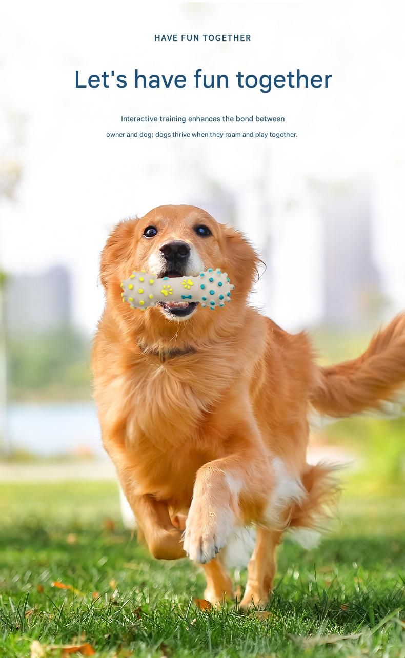Yellow and Blue Squeaky Bone Durable TPR Dog Chew Toys Set -  for Teeth Cleaning - Non-Toxic, Bite-Resistant, Easy Clean - Interactive Play for Medium to Large Dogs