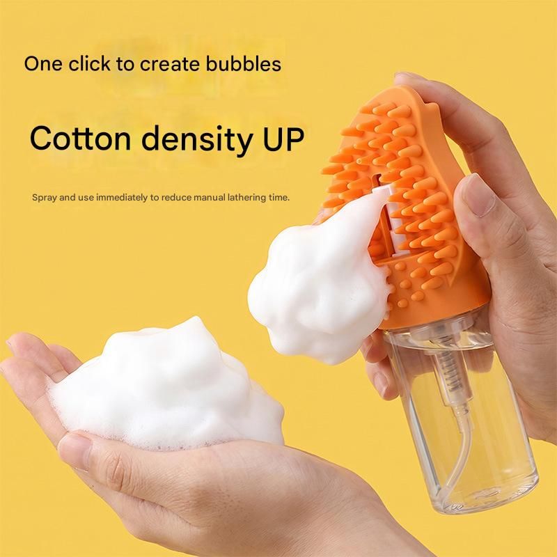 Grey Pet Shampoo Brush Silicone Foaming Massage Comb Dog Cat Bathing Grooming Tool