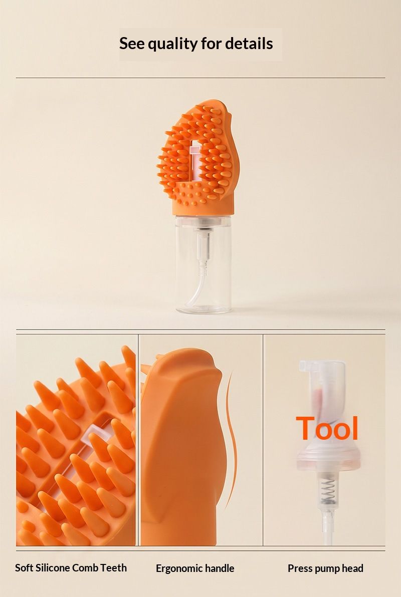 Grey Pet Shampoo Brush Silicone Foaming Massage Comb Dog Cat Bathing Grooming Tool