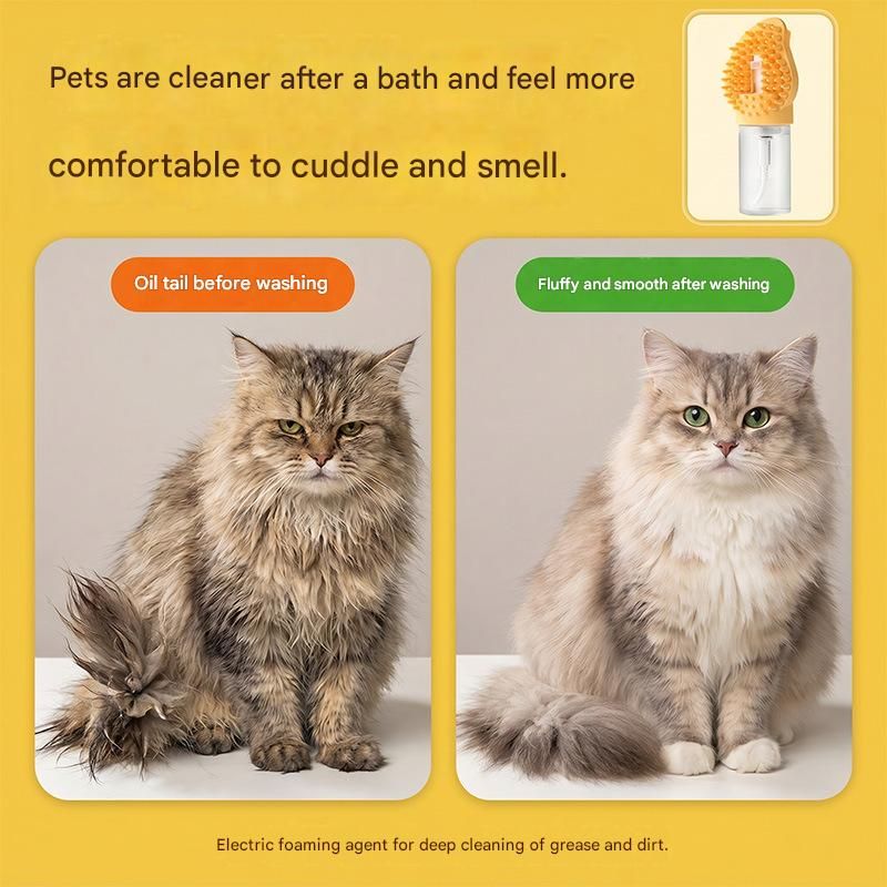 Yellow Pet Shampoo Brush Silicone Foaming Massage Comb Dog Cat Bathing Grooming Tool
