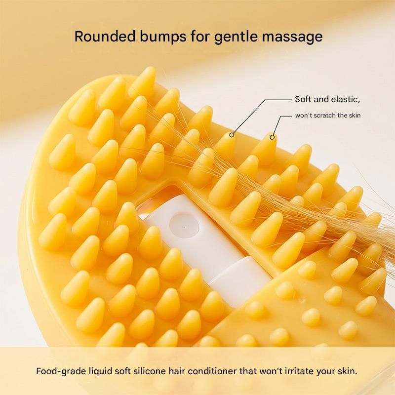 Yellow Pet Shampoo Brush Silicone Foaming Massage Comb Dog Cat Bathing Grooming Tool